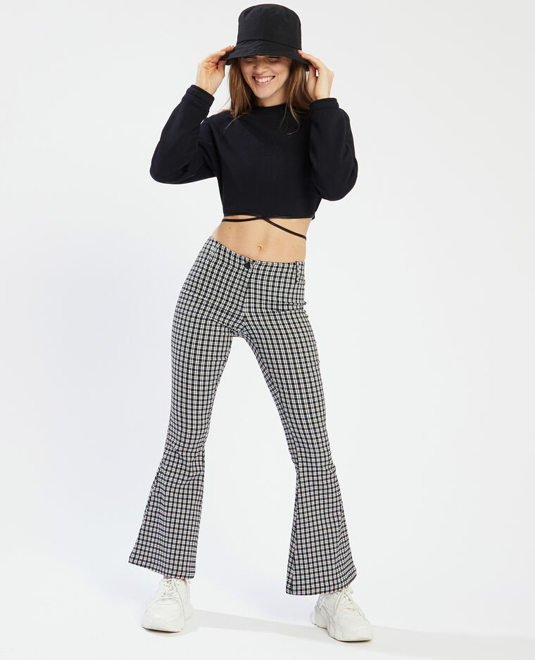 Pantalon flare à carreaux noir - Pimkie
