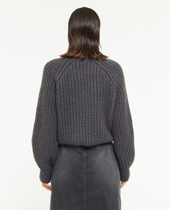 Pull grosses mailles col montant gris foncé - Pimkie