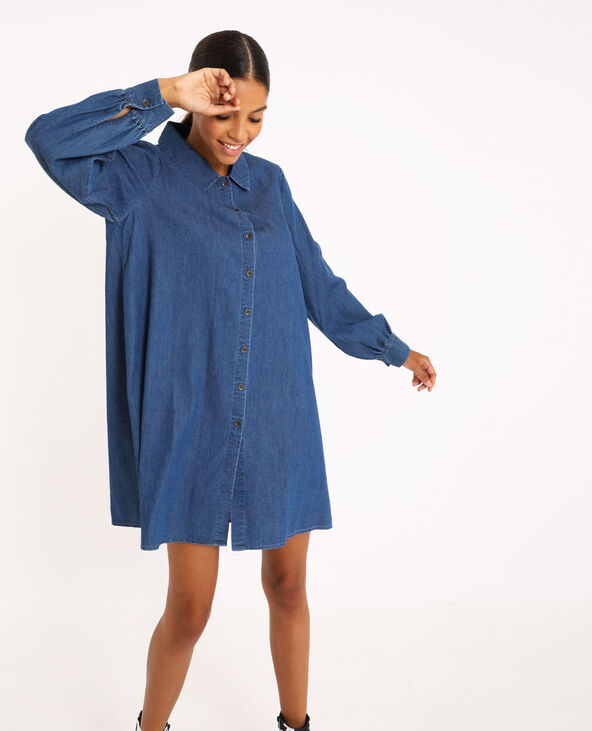 Robe chemise en jean bleu foncé - Pimkie