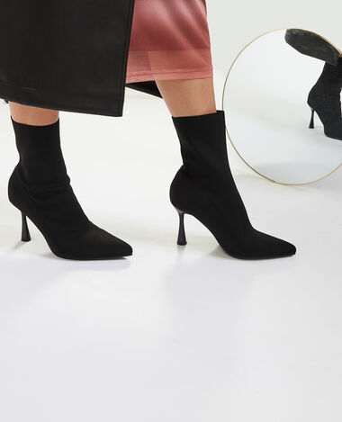 Boots pointues en maille textile extensible noir - Pimkie