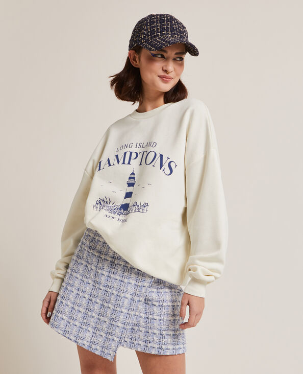 Sweat col rond oversize beige - Pimkie