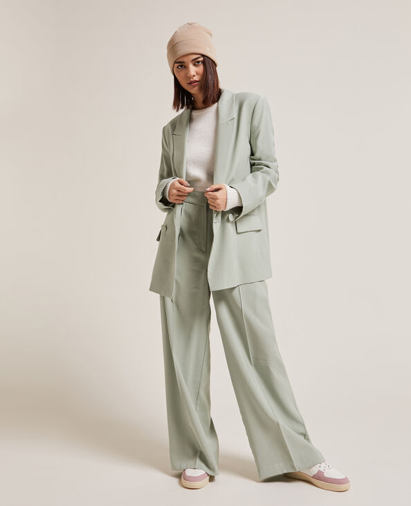 Veste blazer oversize en toile fluide vert - Pimkie