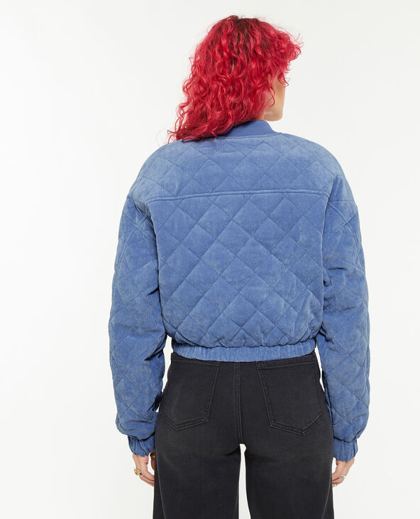 Veste quiltée en velours bleu - Pimkie