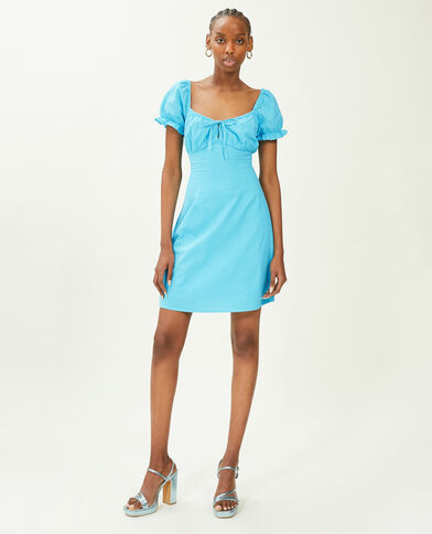 Robe courte dos-nu avec laçage bleu turquoise - Pimkie