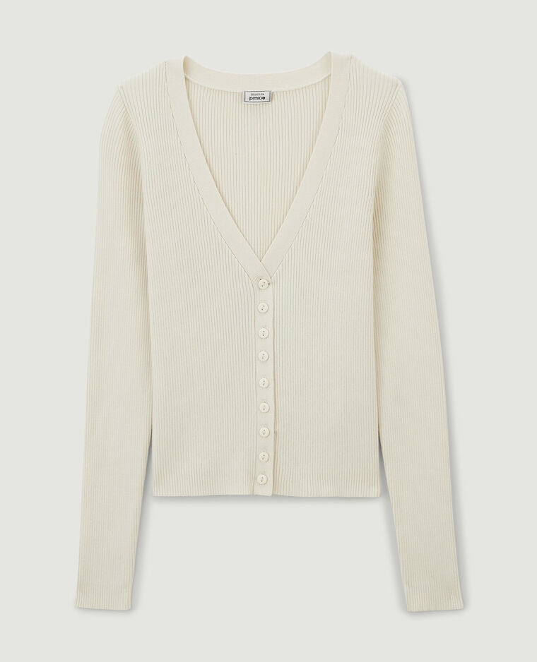 Gilet en maille côtelée blanc - Pimkie