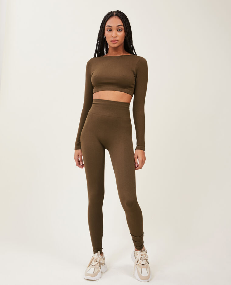 Legging en maille côtelée sans couture vieux rose - Pimkie