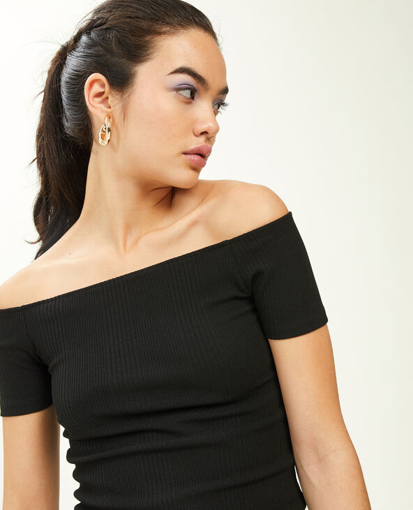 Top encolure Bardot maille c tel e