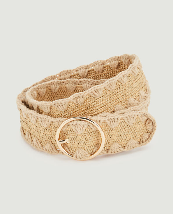 Ceinture en paille et laine jaune - Pimkie