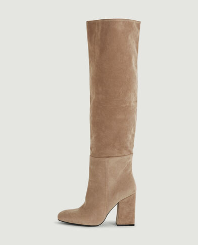 Bottes hautes en suédine beige - Pimkie