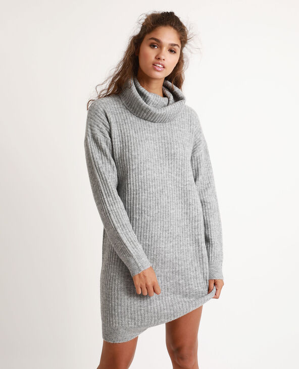 Robe pull col chale gris chiné - Pimkie