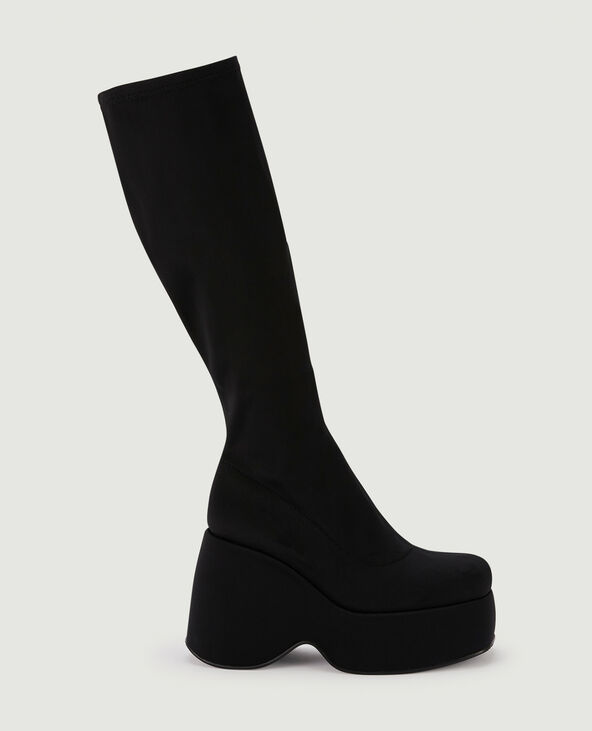 Bottes hautes avec semelles plateformes noir - Pimkie