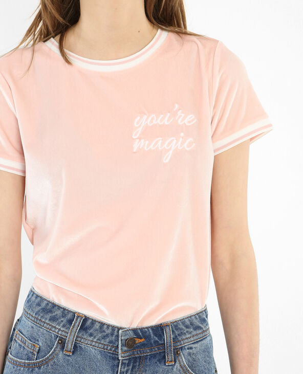 T-shirt velours rose clair - Pimkie