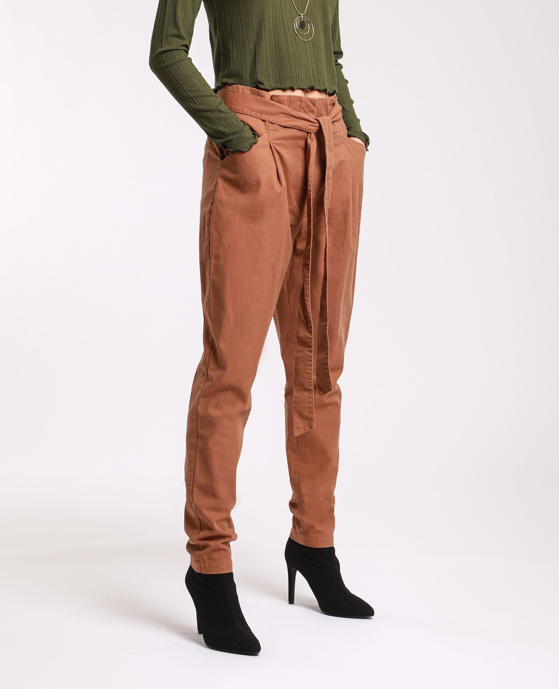 Pantalon carotte marron - 141074D10A00 | Pimkie
