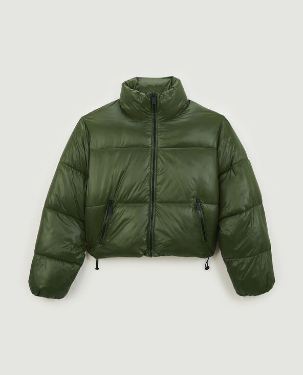 Doudoune courte matière brillante vert olive - Pimkie