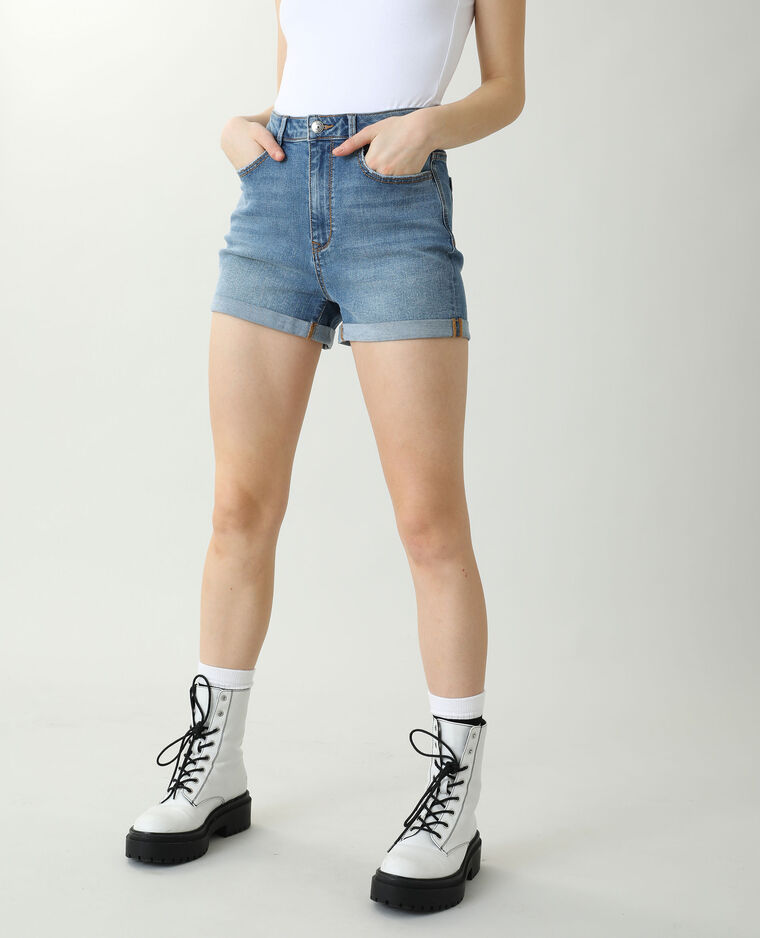 Short en jean high waist bleu - Pimkie