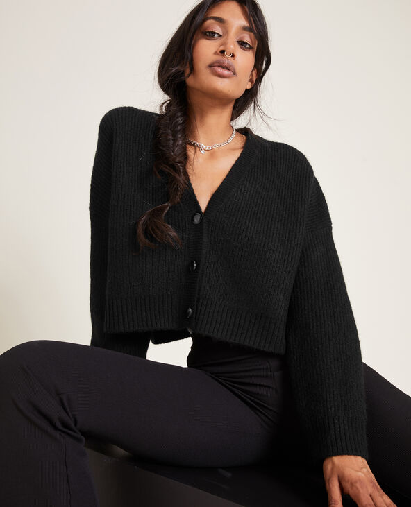 Gilet court en tricot noir - Pimkie