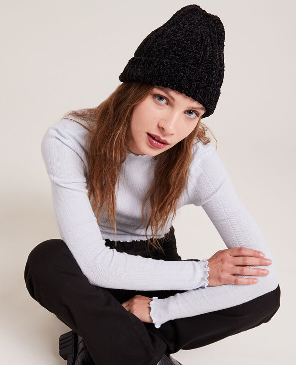 Bonnet en maille chenille noir - Pimkie