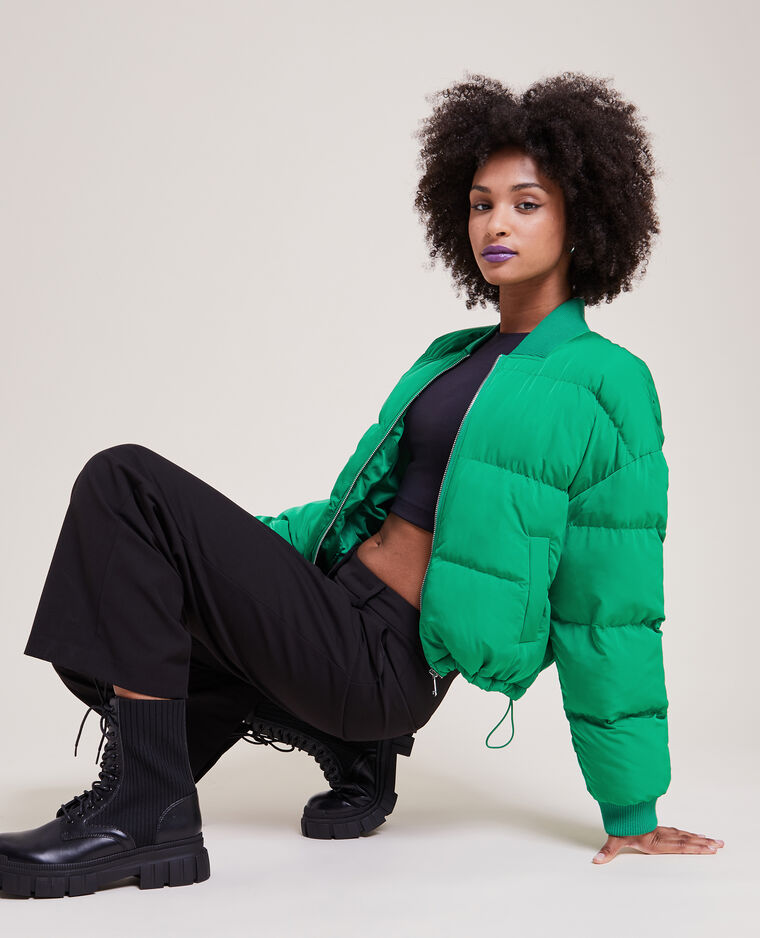 Doudoune col rond vert - Pimkie