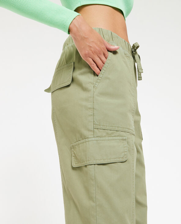 Pantalon cargo taille et bas élastiqués vert de gris - Pimkie