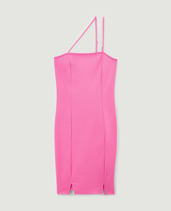 Robe courte bretelles asymétriques rose fluo - Pimkie