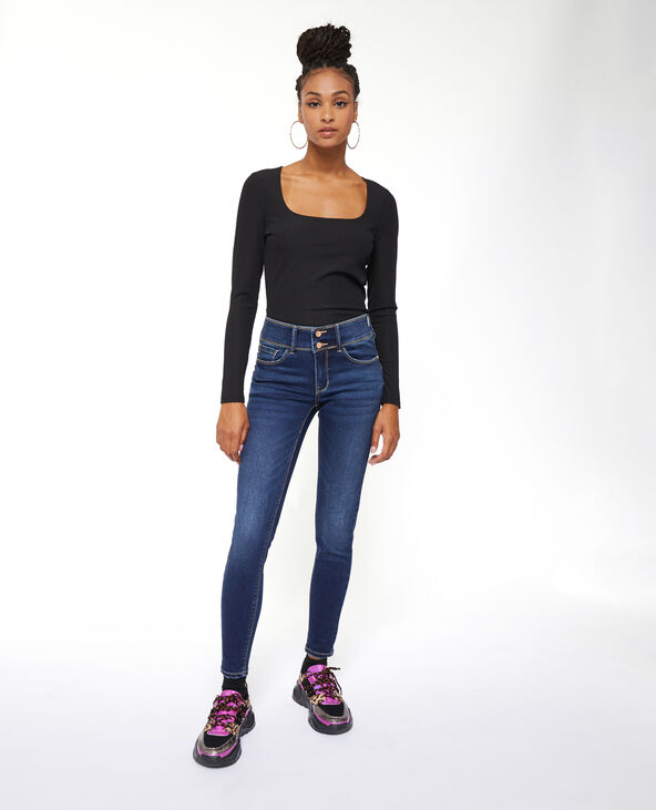 Jean skinny push-up avec double bouton bleu marine - Pimkie