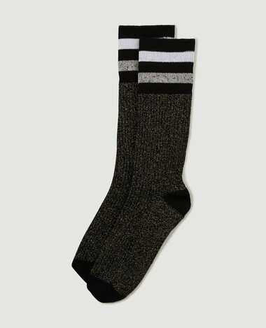 Paire de chaussettes hautes avec lurex noir - Pimkie