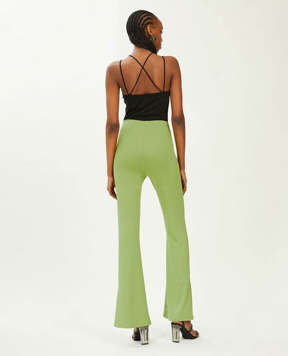 Pantalon flare en maille côtelée vert kaki - Pimkie