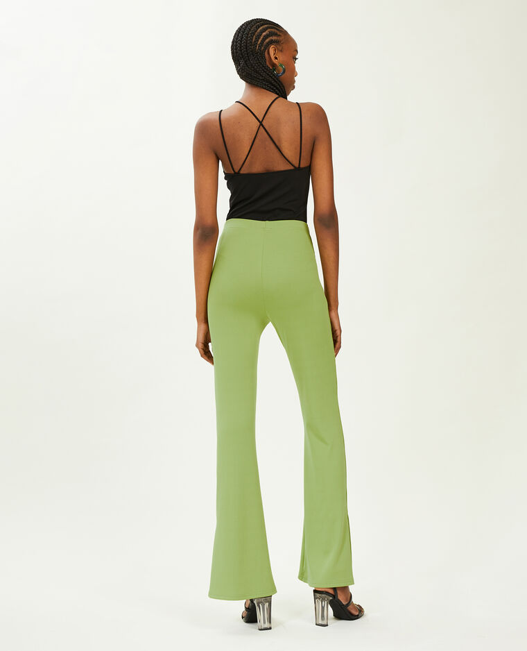 Pantalon flare en maille côtelée vert kaki - Pimkie