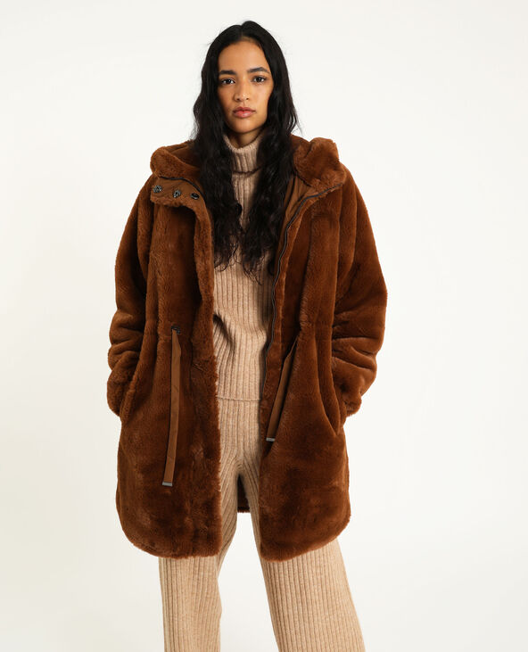Manteau fausse fourrure à capuche discount