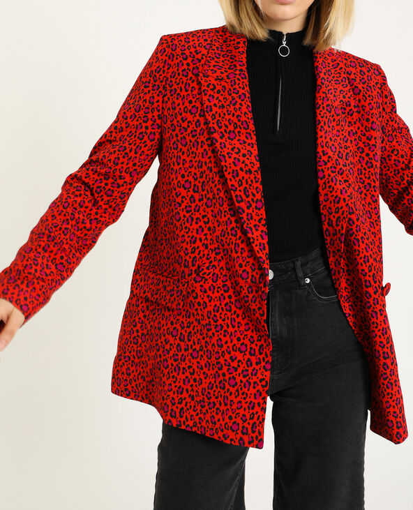 Veste blazer léopard rouge - Pimkie