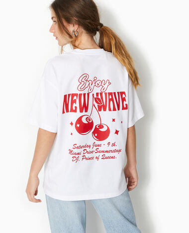 T-shirt oversize avec print devant et dos blanc - Pimkie