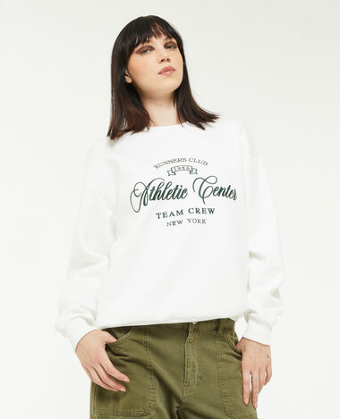 Sweat oversize brodé blanc - Pimkie