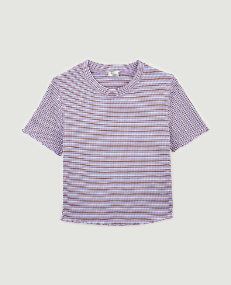T-shirt court maille côtelée lilas - Pimkie