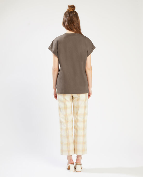 T-shirt col V taupe - Pimkie