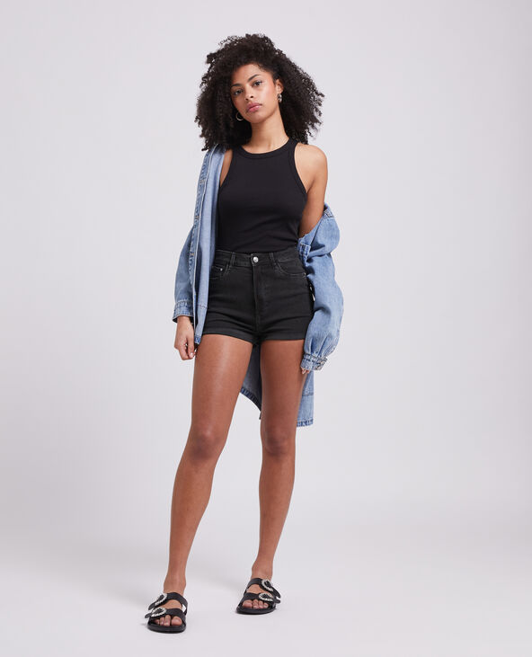 Short en jean bords roulottés noir - Pimkie