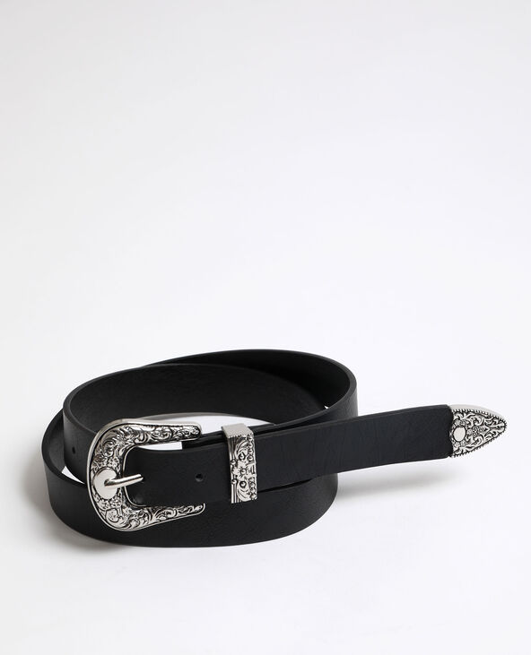 Ceinture western cuir noir discount