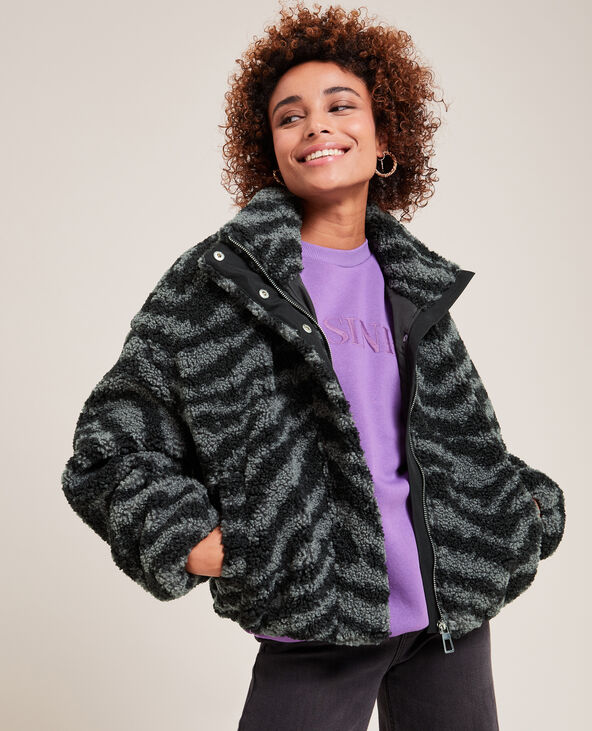 Blouson en sherpa noir - Pimkie