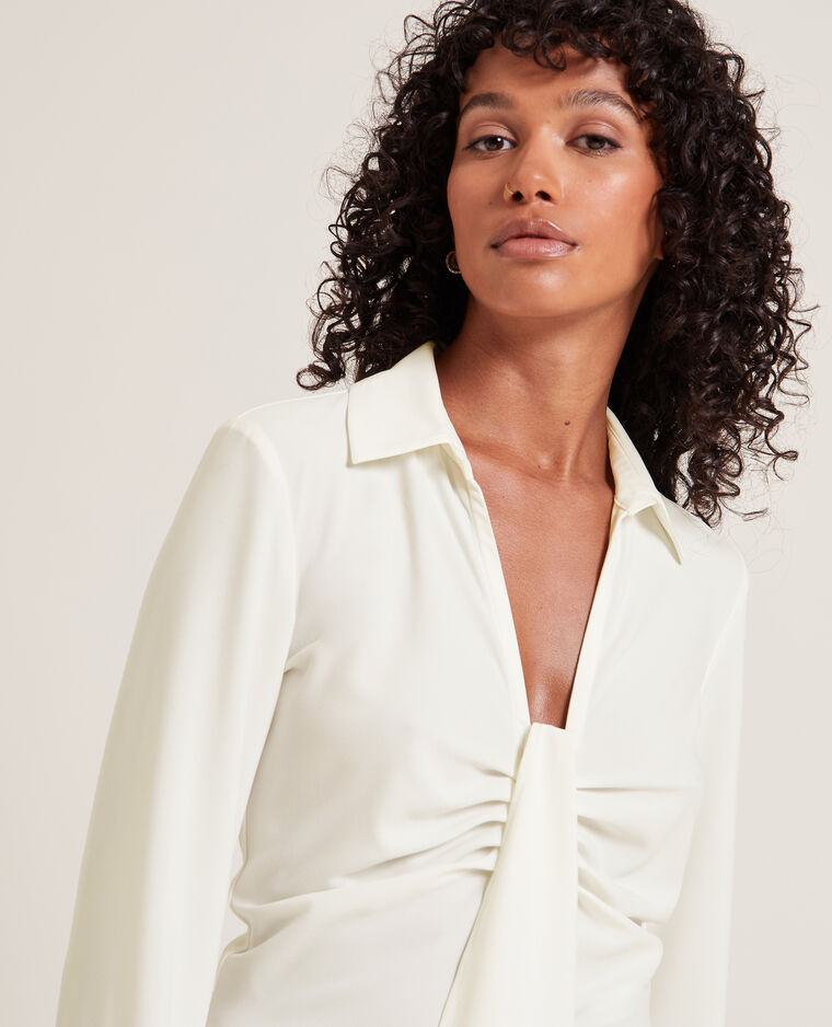 Robe chemise courte effet froncé blanc - Pimkie