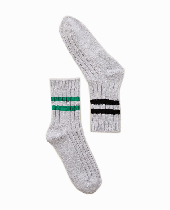 Paire de chaussettes avec bandes contrastées gris clair - Pimkie
