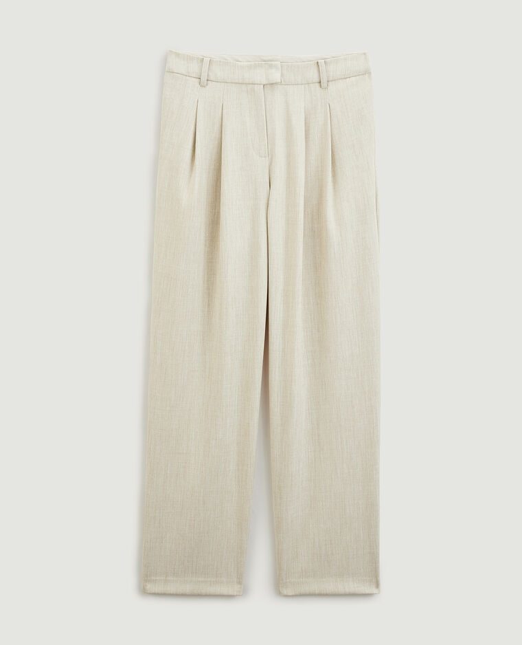 Pantalon large et droit à pinces SMALL beige chiné - Pimkie