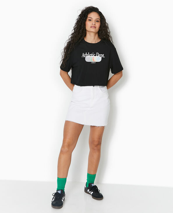 T-shirt cropped avec print devant noir - Pimkie