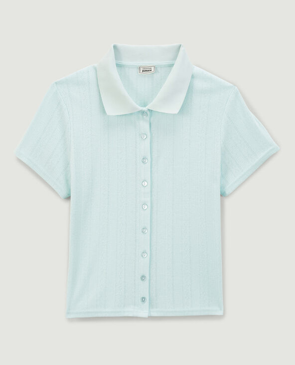 T-shirt à col polo bleu clair - Pimkie