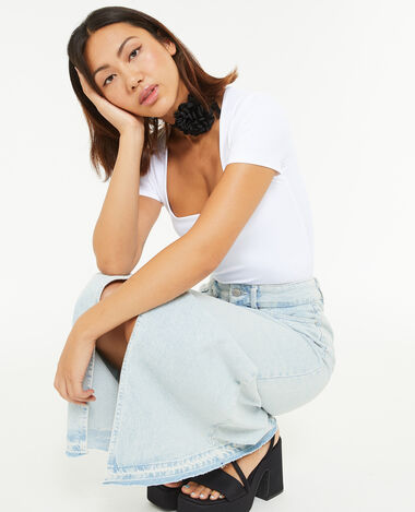 Body manches courtes encolure carrée blanc - Pimkie