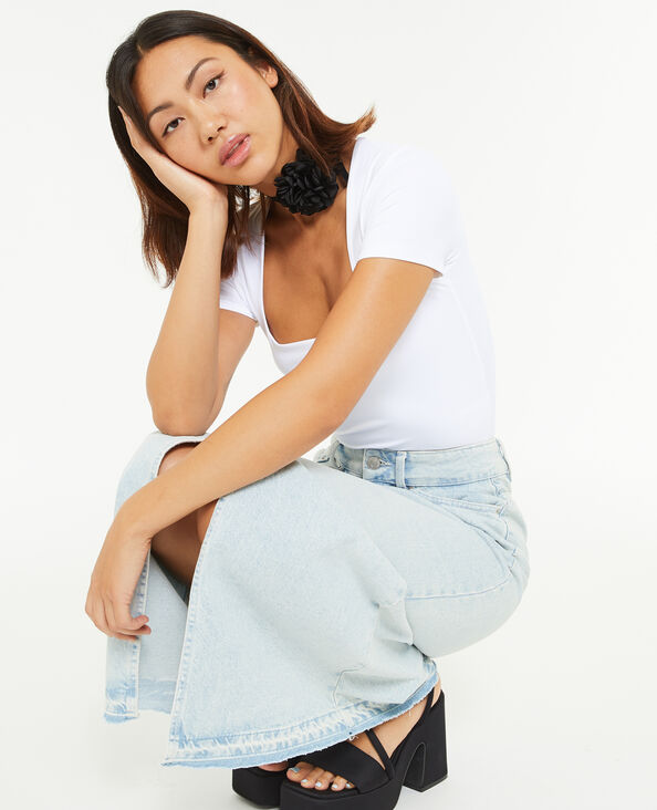 Body manches courtes encolure carrée blanc - Pimkie