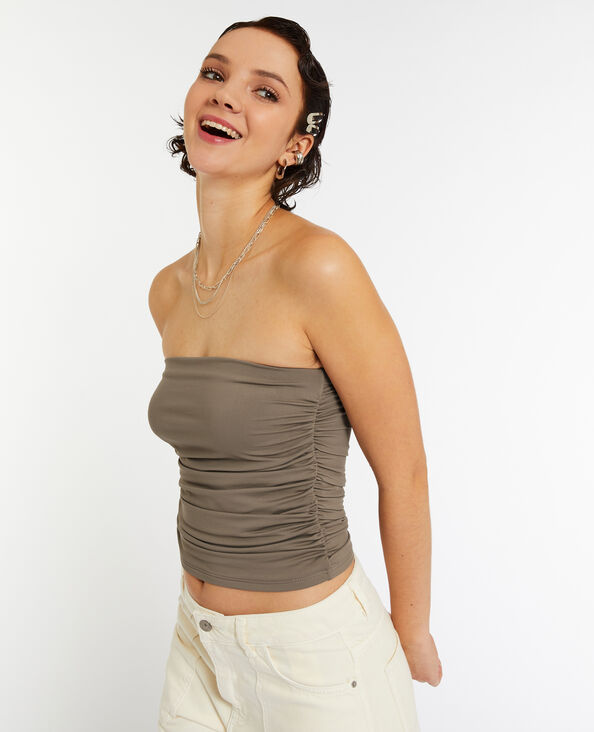 Bustier bandeau avec fronces côtés taupe - Pimkie