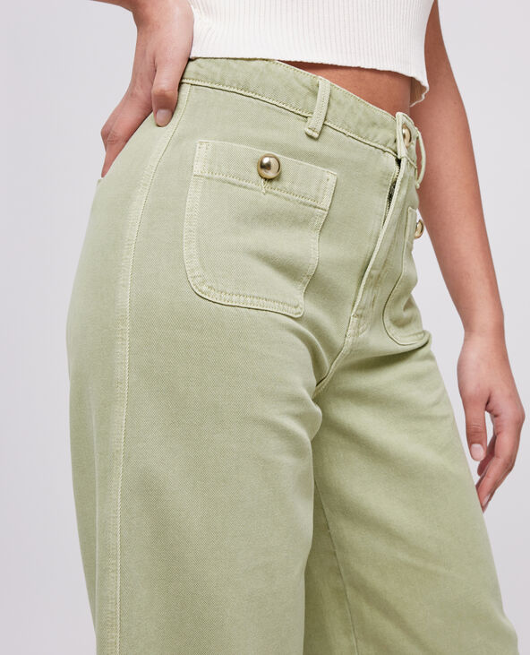 Jean wide taille haute vert de gris - Pimkie