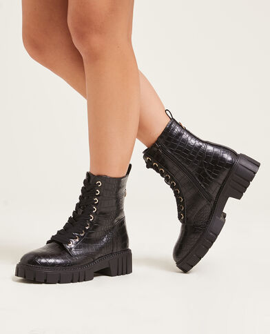 Bottines semelles crantées noir - Pimkie