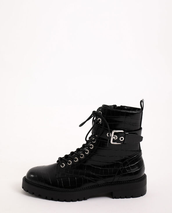 Boots rock en faux cuir noir - Pimkie