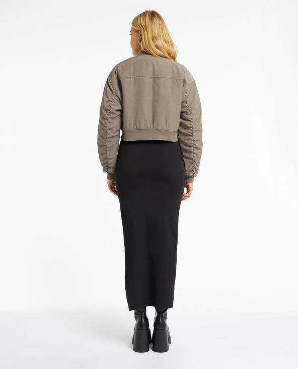 Bomber court avec poches et sangles taupe - Pimkie