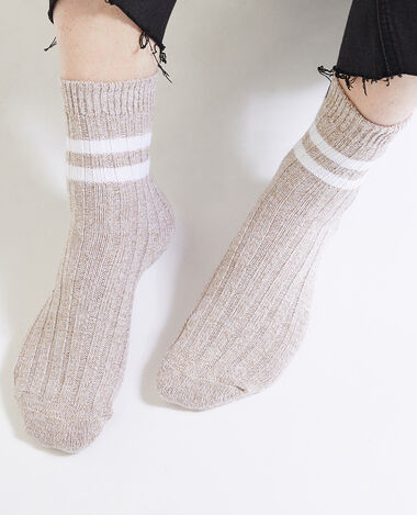 Paire de chaussettes avec bandes contrastées beige - Pimkie